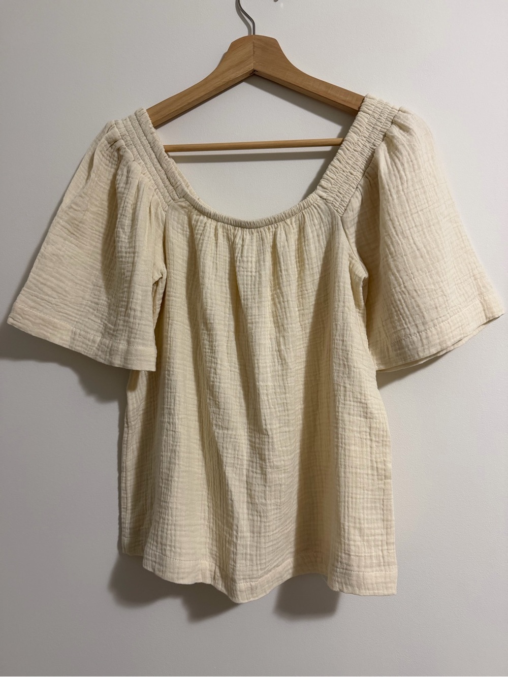 Women's Butter Yellow Square-Neck Cotton Top